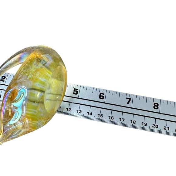 Vintage Heron Art Glass Yellow Iridescent Swan Figurine Sculpture 4.5" Decor - Picture 8 of 8